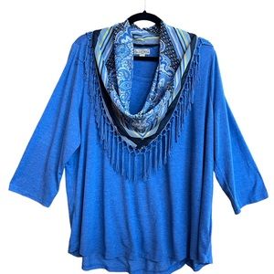 LS Jersey Feel Blouse with Removable Scarf Plus Size A131SH
